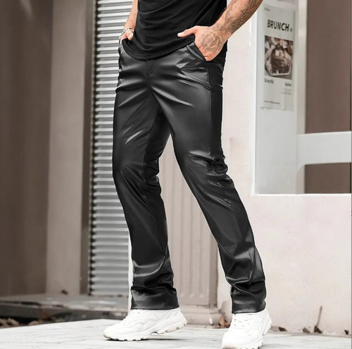 Pantaloni uomo casual ecopelle