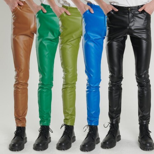 Pantaloni uomo ecopelle slim